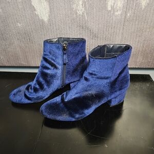 Metaphor Blue Velvet Ankle Booties